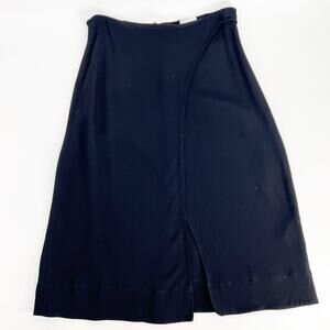 Arket Faux Wrap Split Skirt Womens 44 / Large Black Viscose Midi Quiet Luxury